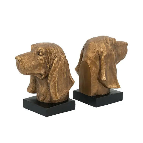S/2 7x6x8.5" Dog Head Bookend