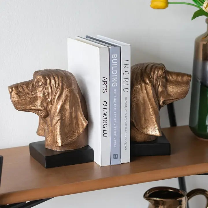 S/2 7x6x8.5" Dog Head Bookend