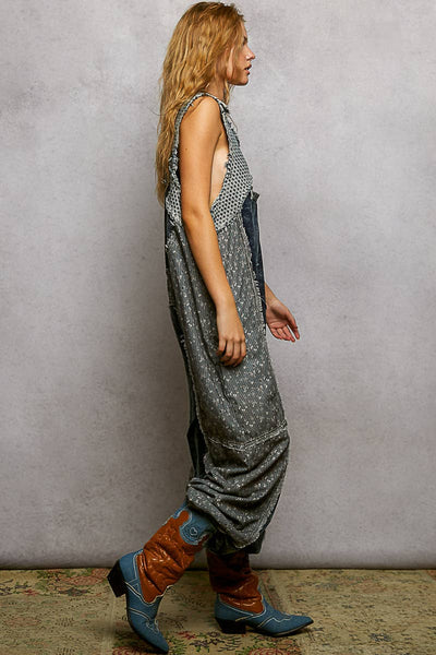 Big pocket french terry jogger overalls