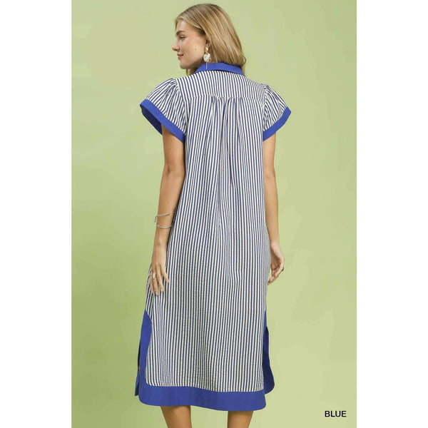 Embroidered Stripe Dress