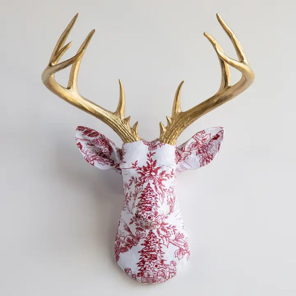 Fabric Deer Head - Christmas Toile