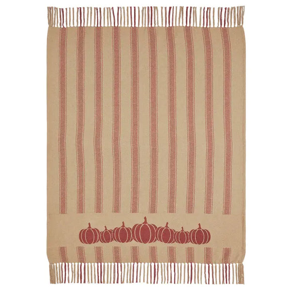 Harvest Blessings Pumpkin Patch Ticking Stripe Woven Throw 50x60