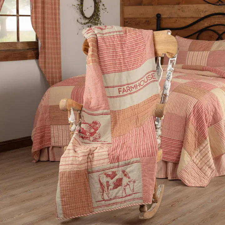 Red Farm Animal Quilted Throw 50x60