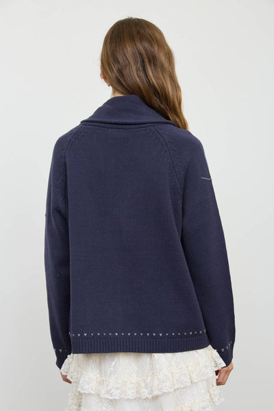 HOWDY COWBOY JACQUARD SHAWL COLLAR KNIT CARDIGAN