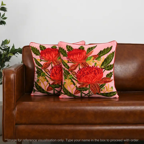 Blush Floral Velvet Pillow