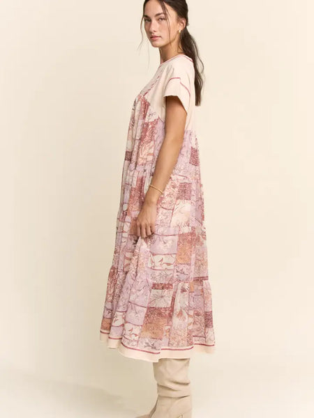 ANGEL Printed French Terry Top Bottom Midi Dress