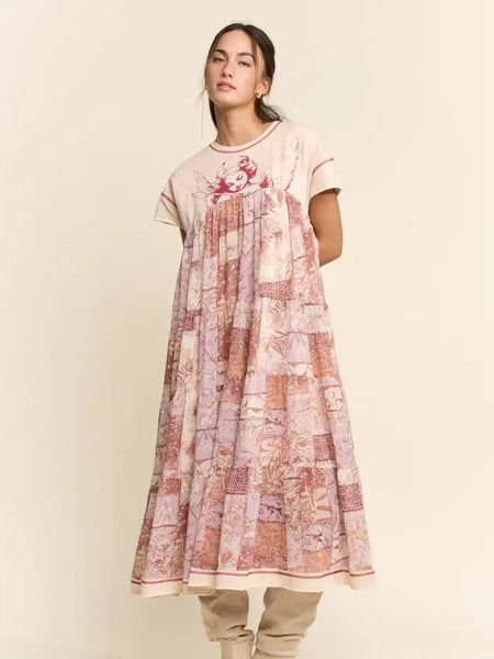 ANGEL Printed French Terry Top Bottom Midi Dress