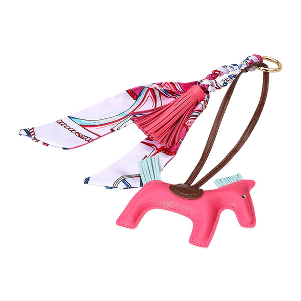 Faux Leather Horse Tassel Scarf Keychain / Bag Charm Multiple Color Options