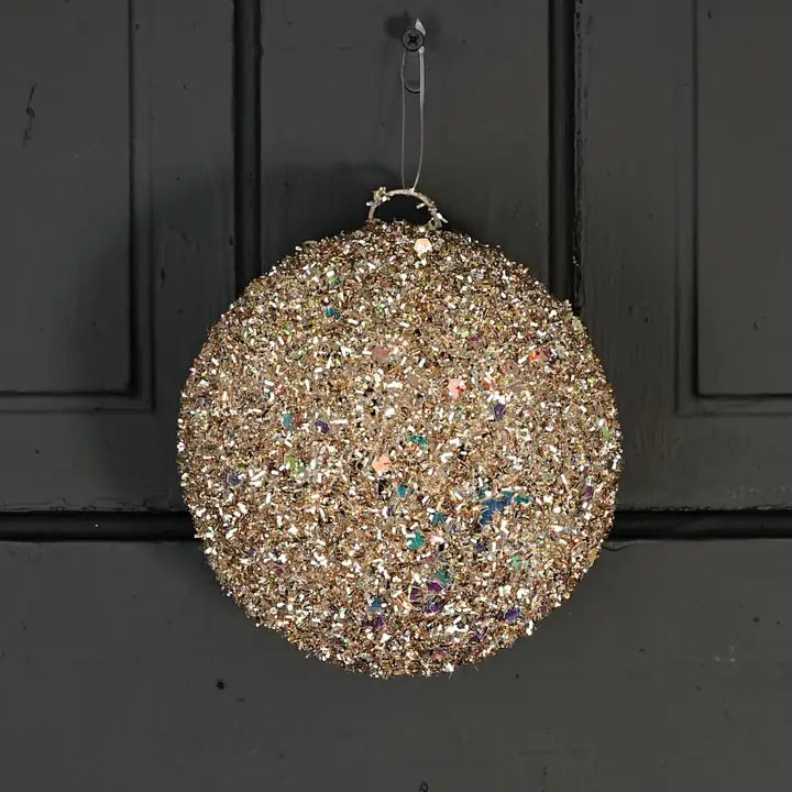 6in Glittered Tinsel Ball-Cham