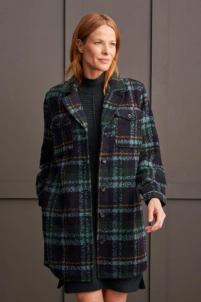 Tribal BOUCLE PLAID JACKET WITH NOTCH COLLAR 2 Color Options