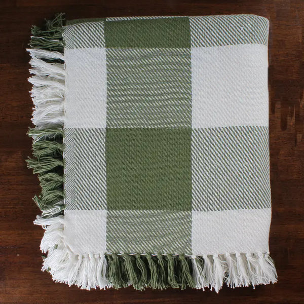 Buffalo Check Sage Cotton Throw Blanket