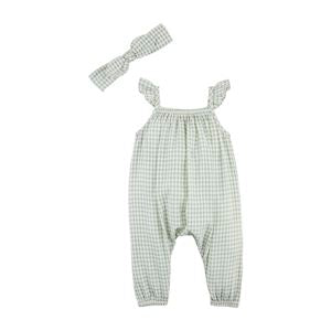 Green Check Longall & Headband Set