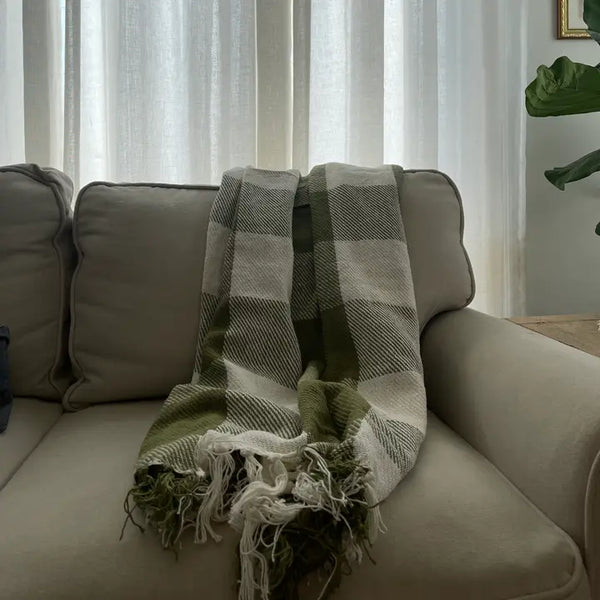 Buffalo Check Sage Cotton Throw Blanket