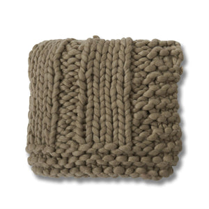 60 Inch Tan Hand Knit Braided Throw Blanket