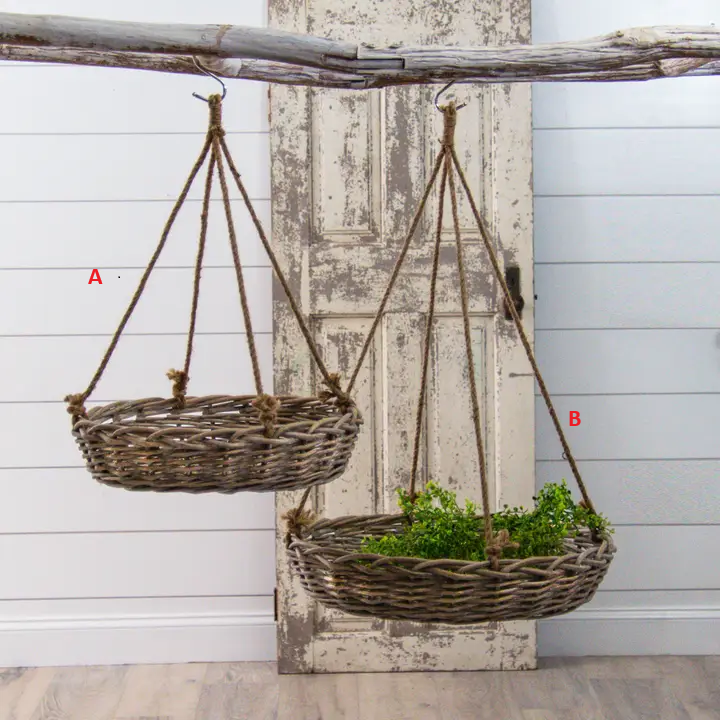 Weathered Wicker Hanging Baskets
