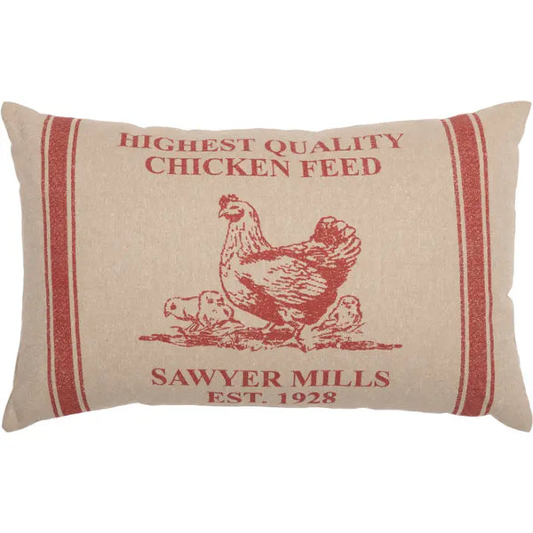 Red Hen and Chicks Pillow 14x22