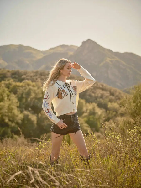 Horse Face Bow Tie Knit Cardigan