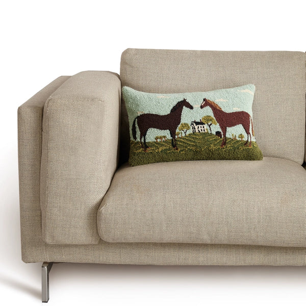 Black and Brown Horses Hook Pillow