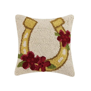 Gold Horseshoe W/Flowers Hook Pillow