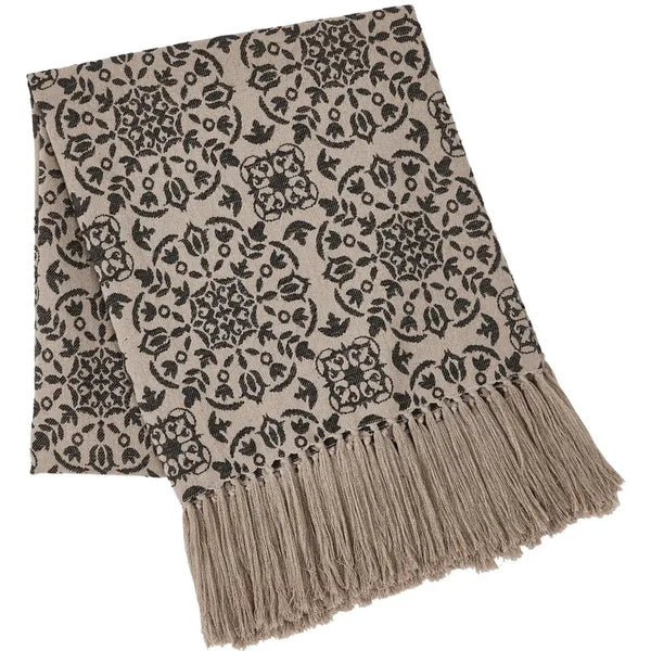Custom House Black Tan Jacquard Woven Throw Blanket 50x60 NEW
