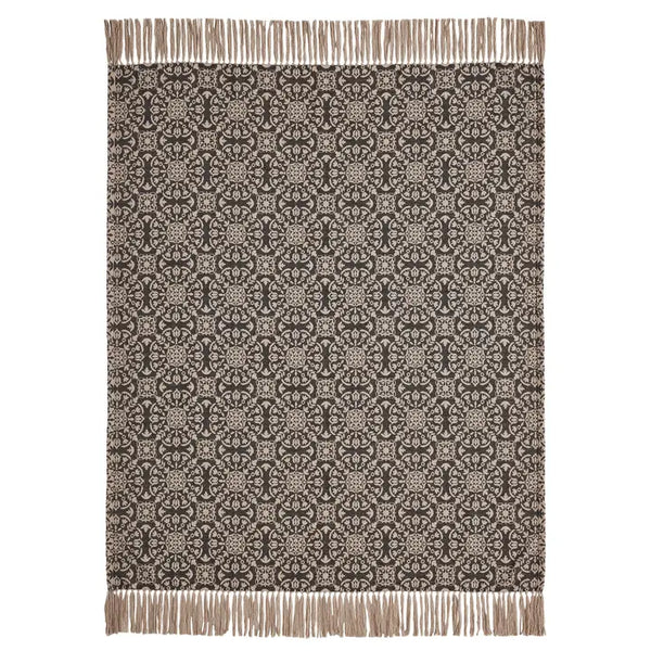 Custom House Black Tan Jacquard Woven Throw Blanket 50x60 NEW