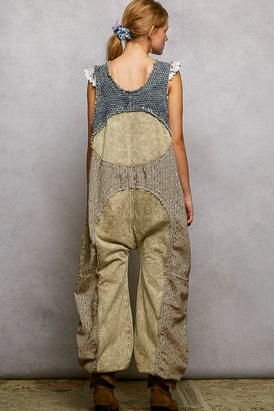 Pol Big Pocket French Terry Jogger Overalls