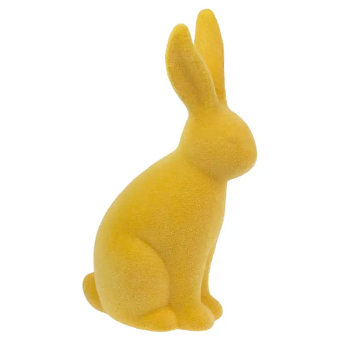 7.25" Yellow Flocked Terracotta Bunny Easter