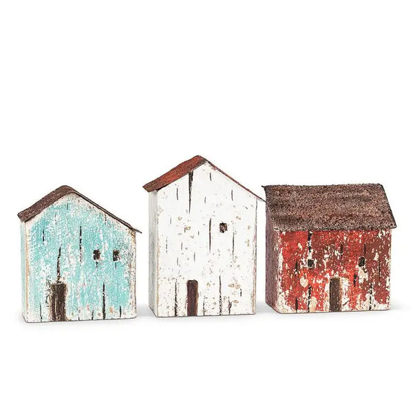 Mini Seaside House-White & Red-3"H