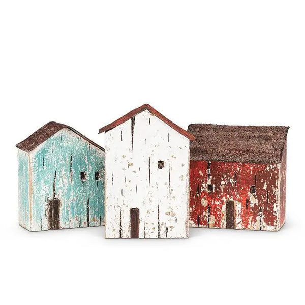 Mini Seaside House-White & Red-3"H