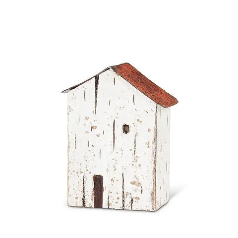 Mini Seaside House-White & Red-3"H