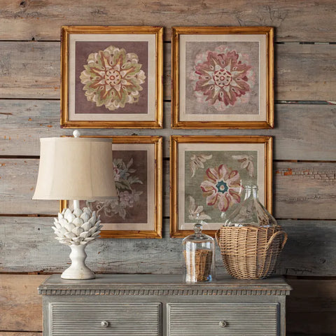 Antiqued Framed Needlepoint Prints 4 Options