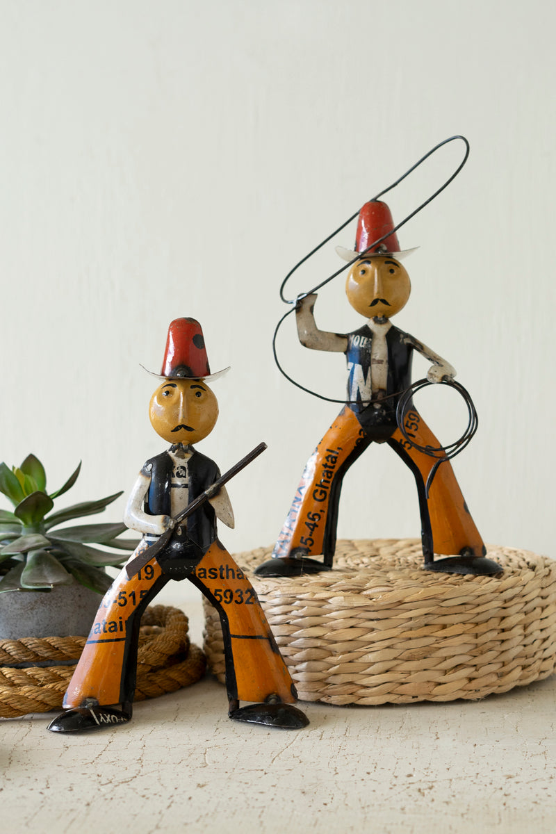 Set of 2 Reclaimed Metal Cowboys