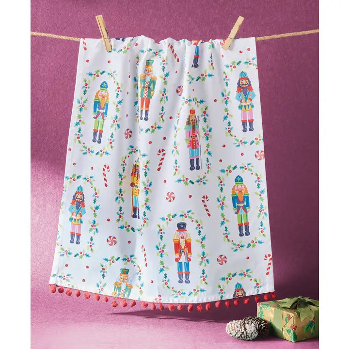 Nutcrackers W/Pom Pom Kitchen Towel