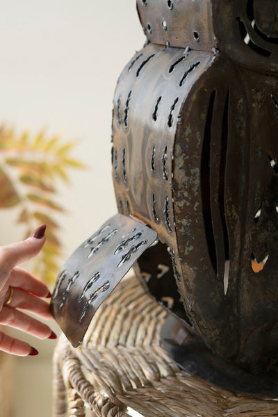 Rustic Iron Owl Luminary