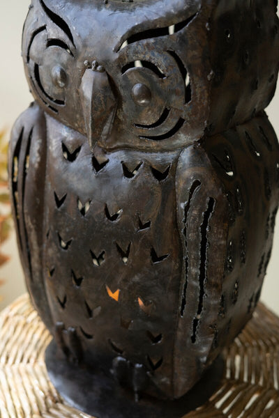 Rustic Iron Owl Luminary