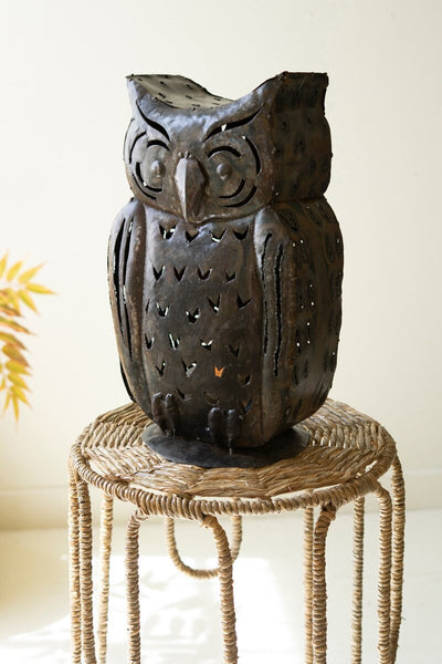 Rustic Iron Owl Luminary