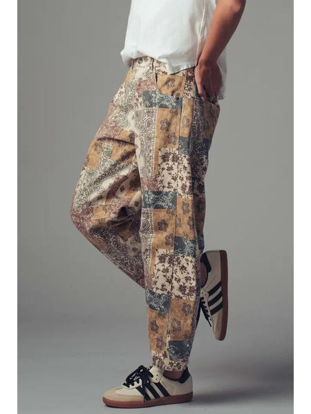 Boho Patchwork Wide Leg Pants