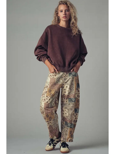 Boho Patchwork Wide Leg Pants