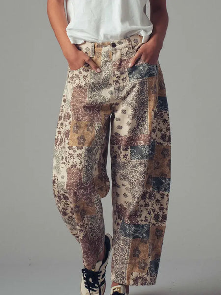 Boho Patchwork Wide Leg Pants