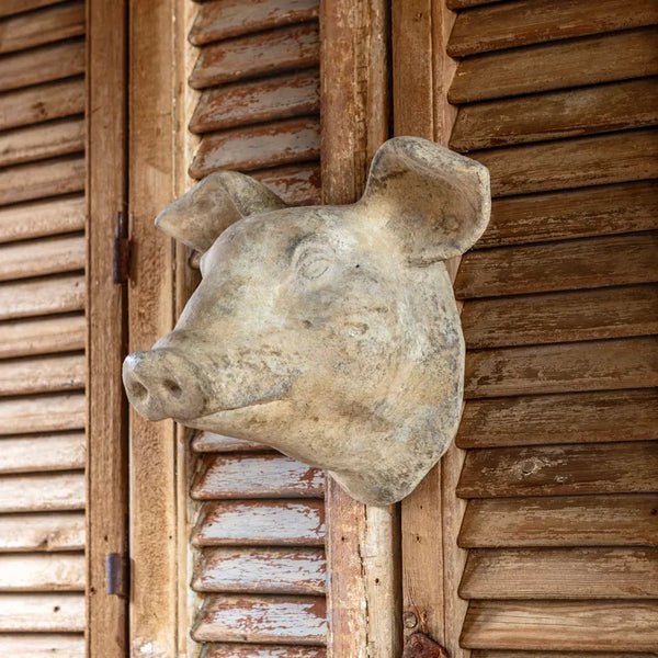 イギリス購入★木製額入り絵 PIG & SHEEP Decorative Weathered Pig's Head – Montana Rustic Accents