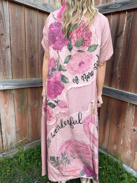 Pink Flamingo T-Shirt Dress