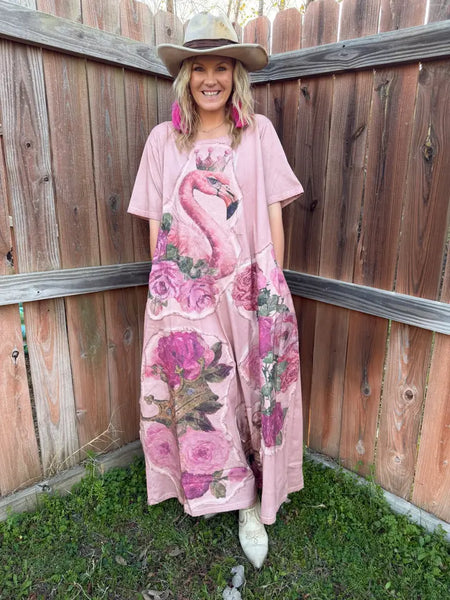 Pink Flamingo T-Shirt Dress