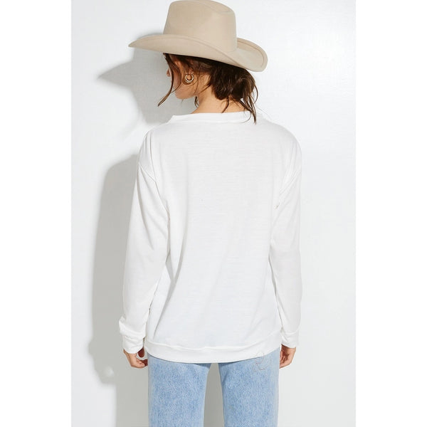 Western Cowboy Print French Terry Sweatshirt