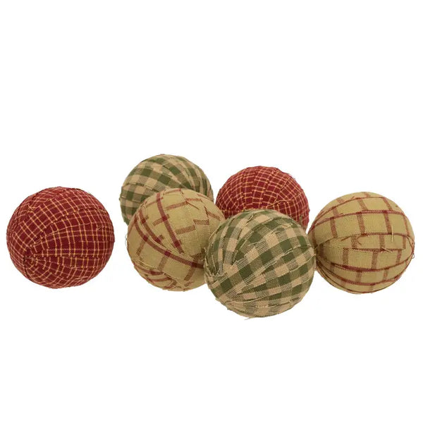 Primitive Gingham Rag Balls 3 Color Options