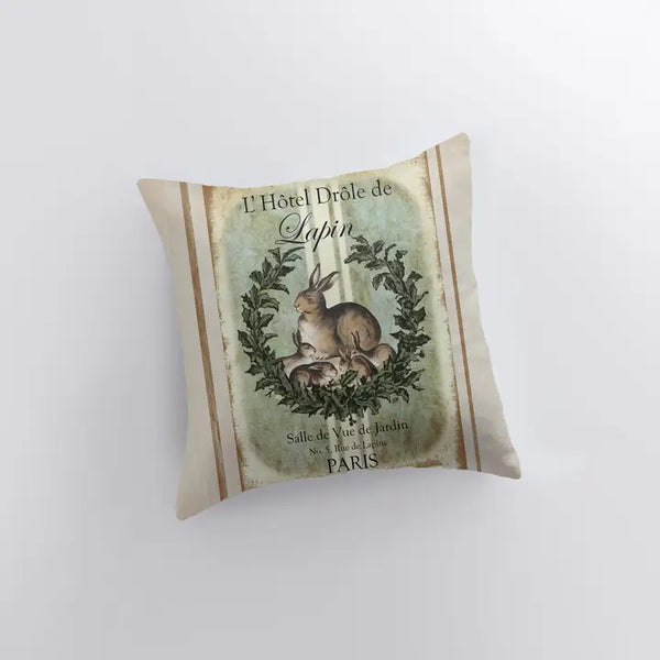 Vintage French Rabbit Design Pillow Cover