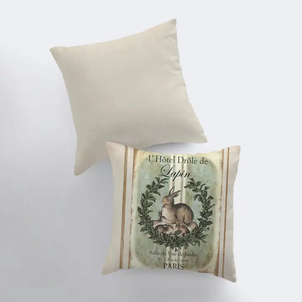 Vintage French Rabbit Design Pillow Cover