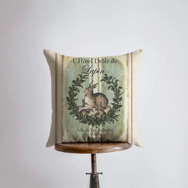 Vintage French Rabbit Design Pillow Cover