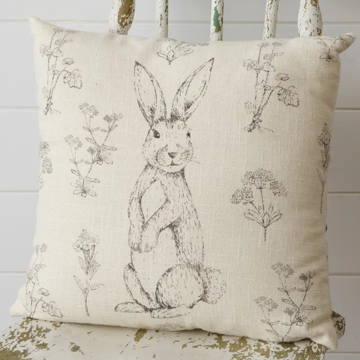 Pillow - Rabbit and Wildflowers