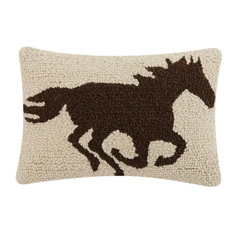 Racehorse Brown Silhouette Hook Pillow