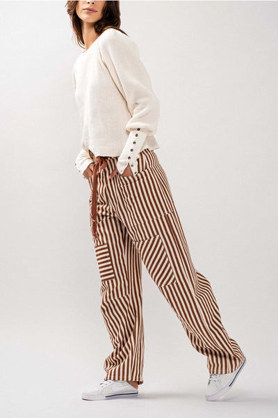 Railroad Striped Patch Pocket Spring Utility Pants